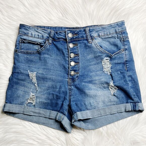 Fire & Rain Denim Cuffed Button Fly Shorts Blue Size 11 - Picture 4 of 4